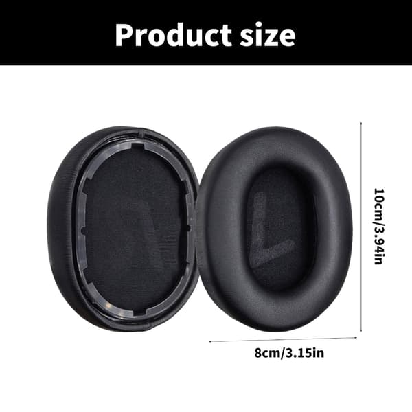 Hodetelefoner Memory Foam Ørekopper for Hodetelefoner Øreputer Protein Øremuffe Black