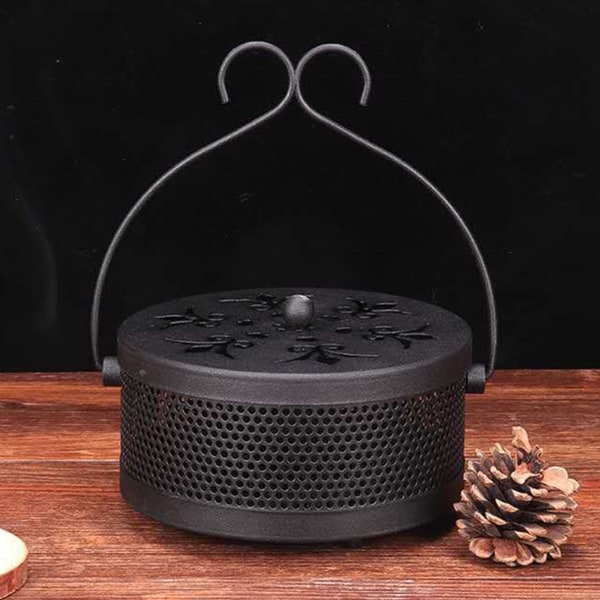 Hängande myggspiralhållare Retro bärbar myggökelse för brännare för hem och camping 15x8cm (svart)