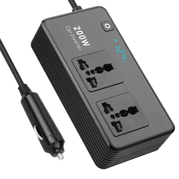 Bilpluggadapter Uttak Konverter Digital Skjerm Bil Strømomformer 200W
