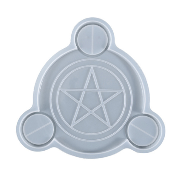 Pentagrams Ljushållare Molds för Harts Epoxi Form för DIY Ljusstake Smycken Bricka Bröllop Hembord Inredning