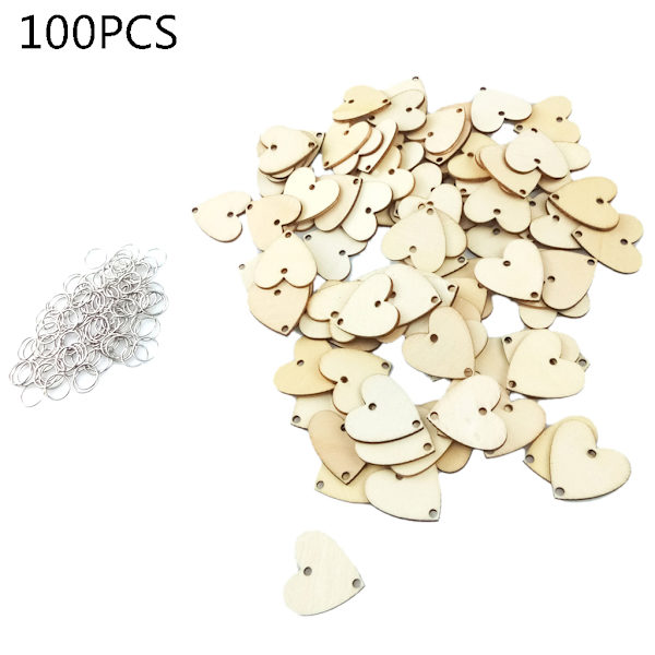 100 stk. Hjerteformede treskiver med metallringer for bursdagstavle, kalender, DIY
