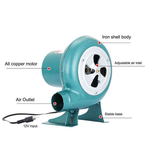 Bærbar BBQ Ventilator Luftblæser til Grill Picnic Camping Madlavning Ild DC12V Multicolor 80W
