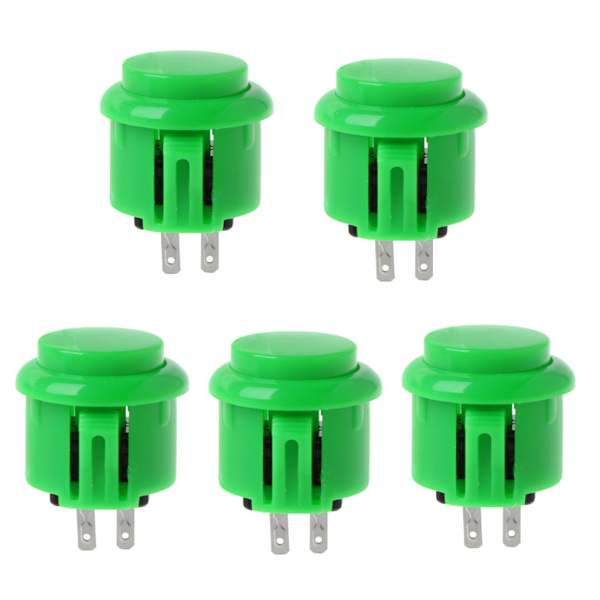 Inbyggd liten mikrobrytare 24 mm Fabrikspris Arkadknapp rund tryckknapp för Jamma Mame, set med 5 Red