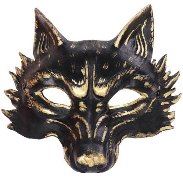 Varghuvud Mask Cosplay Huvudbonad Räv Maskerad Halvmask Festival Tillbehör