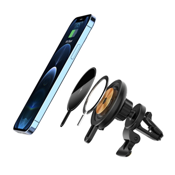 Magnetisk trådlös billaddare fästklämma på instrumentbrädan för -MagSafe ios telefon 12 13 14 Pro Max- Series Mobiltelefoner