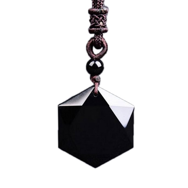 Svart Obsidian Anheng Halskjede Obsidian Stjerne Anheng Lykke Krystall Smykker med Gratis Tau Healing Reiki Gave for Unisex