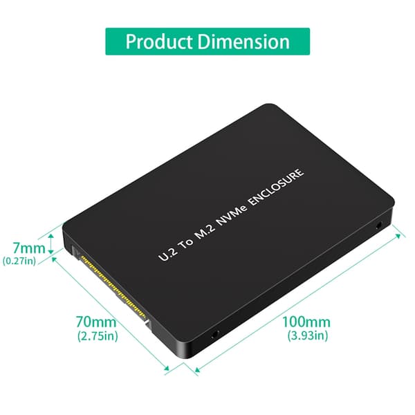 Datamaskinadapterkortboks for U.2 SFF 8639 til NVMe-kabinett