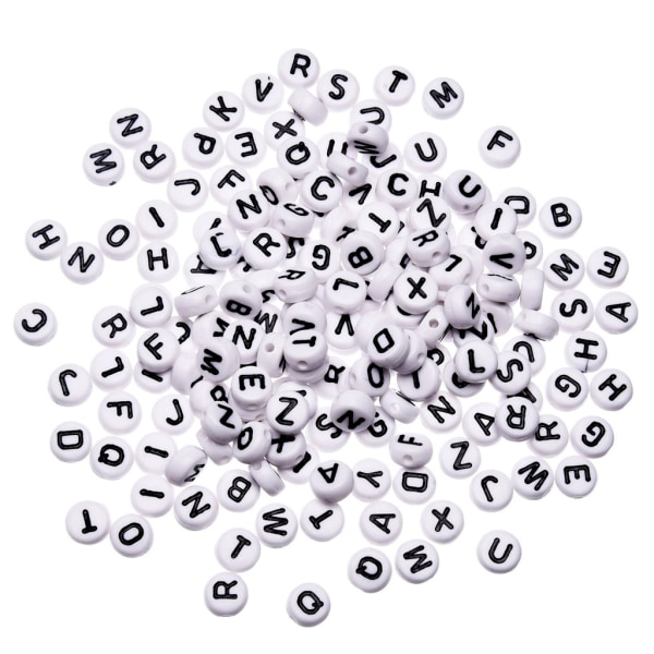 100 stycken A-Z bokstavspärlor 7x4 mm alfabetpärlor Mode vit akrylbokstavspärlor kit för armbandshalsbandstillverkning