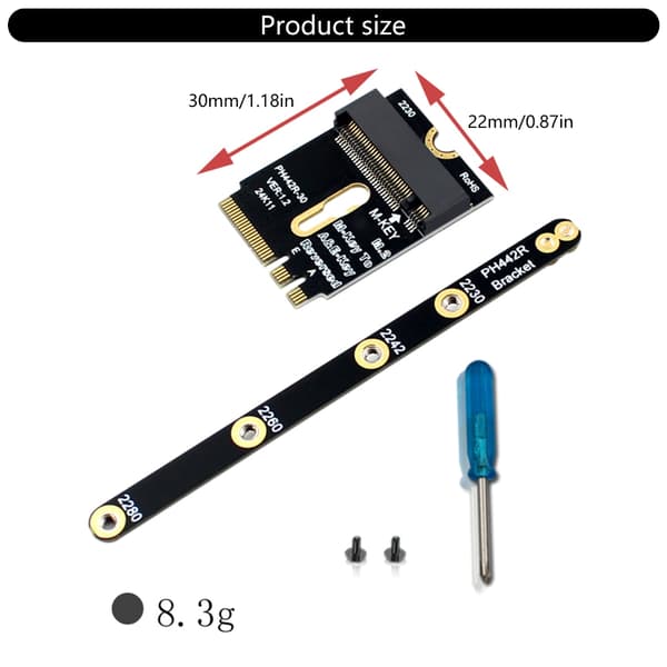 M.2 Key A+E til NVME Adapter PCIE4.0 For 2230 2242 2260 2280 Risers