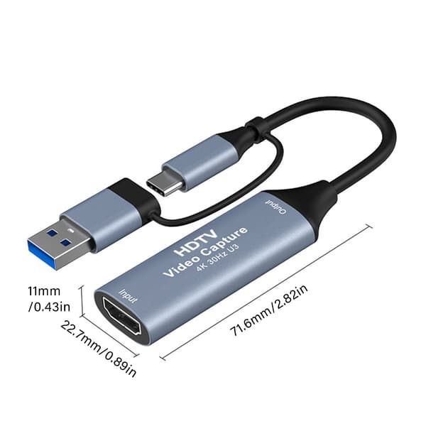 Type C+USB til HDTV Gaming Card 4K Videoenhed til Live Streaming Del Spil