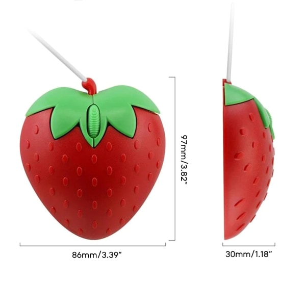 USB trådbunden mus Söt frukt jordgubbsform trådbunden mus Bärbar mini optisk möss tecknad datormus 3 knapp