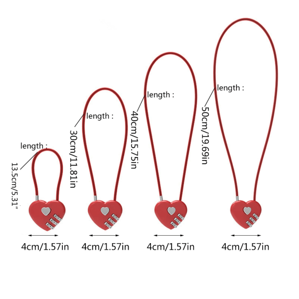 Kärleksform Lås Bröllopspresent Hjärta Lösenord Kod Hänglås Vagn-fodral Koncentriskt lås Långt vajer Lösenord Hänglås Black 13.5cm