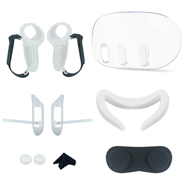 10-delt silikone coversæt til VR-headset, komplet dækning med grebsovertræk, ansigtsmaske og linsebeskytter