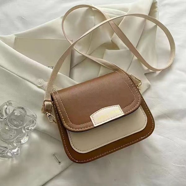 Färgblock Crossbody Väska Dam PU Läder Axelväska Enkel Messenger Väska Flickor Liten Fyrkantig Väska Dam Casual Väska