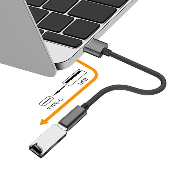 USB2.0 till typ C honförlängningskabel USB C-laddarkabel Ansluter USB -enheter 480 Mbps dataöverföringsledning Black