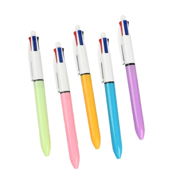 5 delar flerfärgad kulspetspenna 4 färg-i-1 kulspetspenna Indragbar flerfärgad kulspetspenna för barnklassbelöning