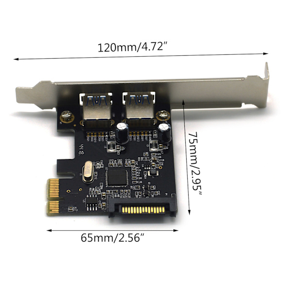 2-portars USB PCI-E X4 X8 X16 Riser Card USB 3.0 Gen 1 adapterkontakt