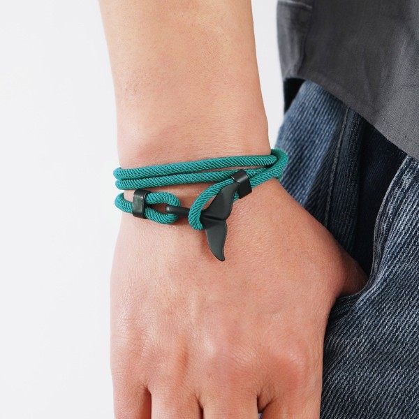 Flerlagers Milan-rep Viking-armband Charm Whale tail armband för män Armband Smycken Strand Armband Kedja Smycken Red