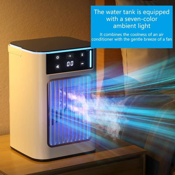 Miniature Desktop Luftfugtende Aircondition Ventilator USB Genopladelig Køleventilator