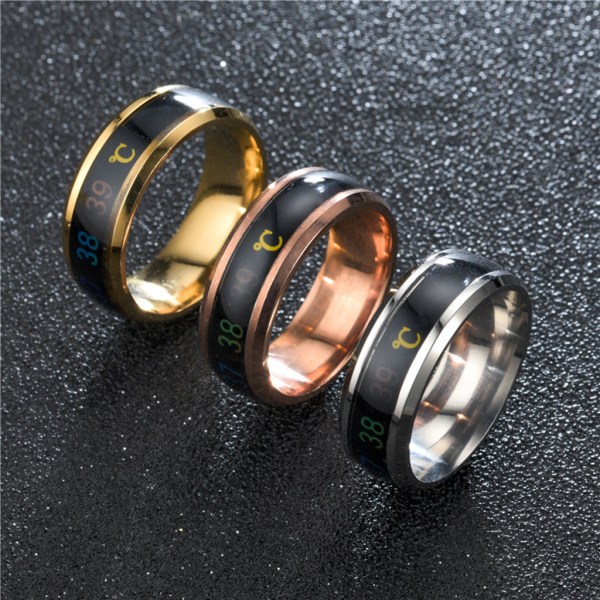 Fashionabla digital termometer Knuckle Rings för Smart Temperatur Monitor Ringar för Titan Stål Finger Ring Smycken Black - 13