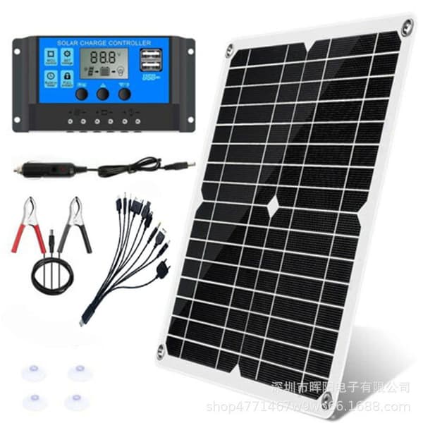 12W solpanelssæt med solcelleladningsregulator til campingbåd 6