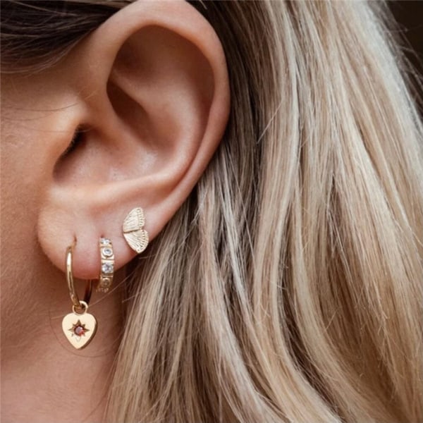 1 par för fjärilsörhängen för kvinnor guld örhängen med örhängen allergivänliga halvvinge söta örhängen för flickor Smycken present