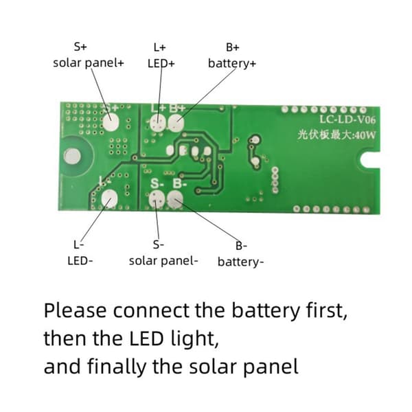 LED-kontrollmodul med menneskekroppssensor 40W Solcellelampe Lys Kretskort