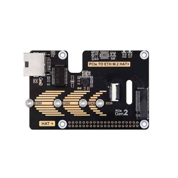 PCIe til Ethernet M.2 HAT PCIe NVME Adapter 5Gbps til Pi5 PoE 1000M