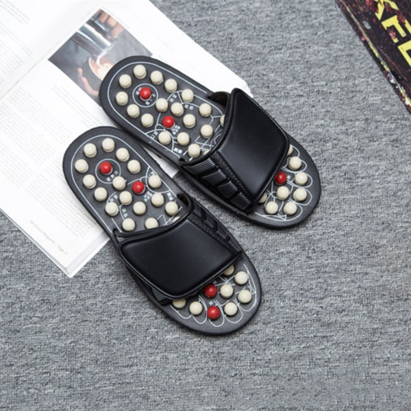 Akupressur Foot Massager Akupunktsstimulering Reflexolog Massage Tofflor Skor Black