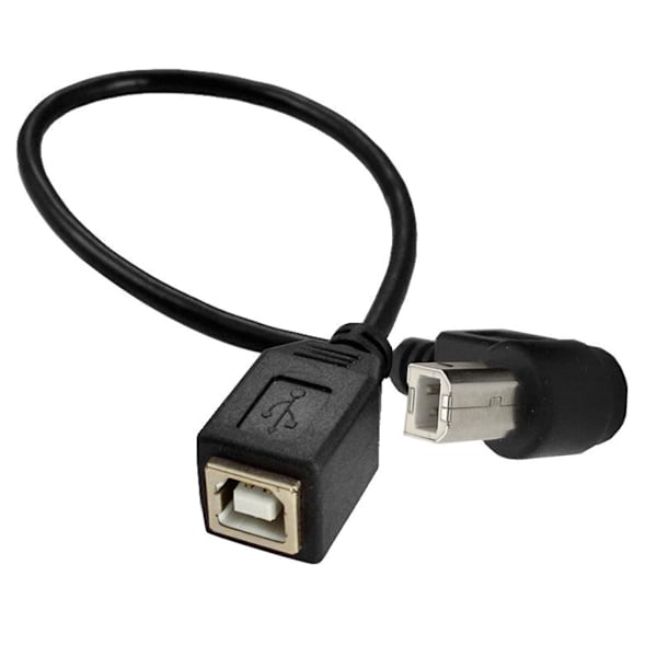 USB 2.0 Typ-B skrivarkabel USB B hona till typ-B hane (90 grader UPP/NER/Höger/vänster vinkel) Kort förlängningskabel Up