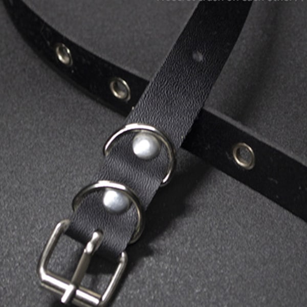 Punk läder choker krage Utsökt justerbart spänne halsband gotisk nyckelbenskedja Sexig svart halsband present till biker