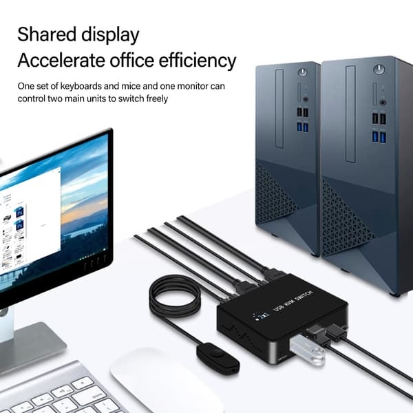 HDTV USB KVM Switch til 2 computere Del tastatur mus printer skærme