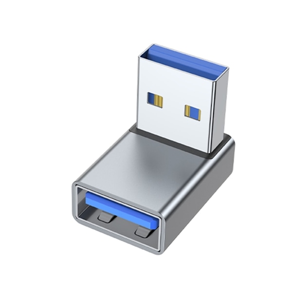 USB 3.0 hane till hona 90 graders rätvinkel förlängningsadapter USB uppåtgående anslutning Datasynkronisering för bärbar dator USB -fläkt Grey up