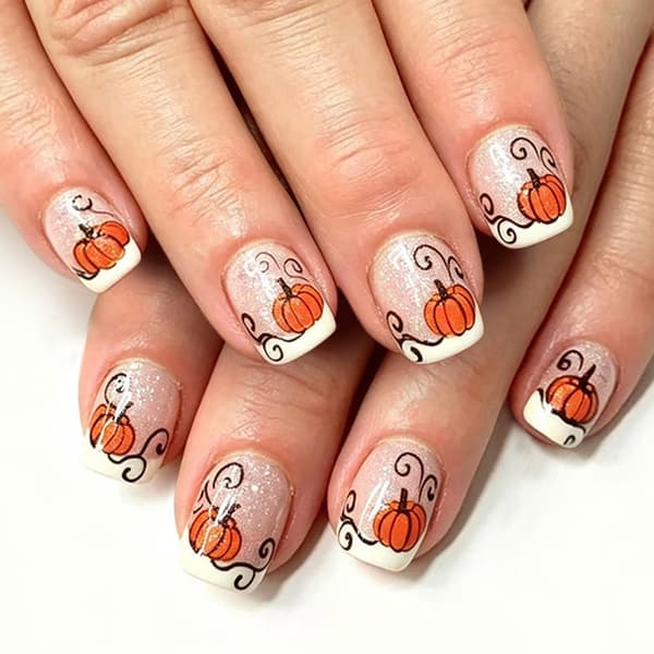 Lys Base Halloween-tema Press On Negler for Høst Kostymefest Styling