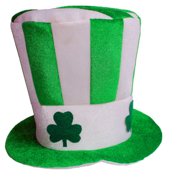 Nyhet Lucky Clover Hat Top Hat Stove Pipe Hat Ireland Top Hat Grön med Shamrocks Eire All-match för Kvinnor Män Barn