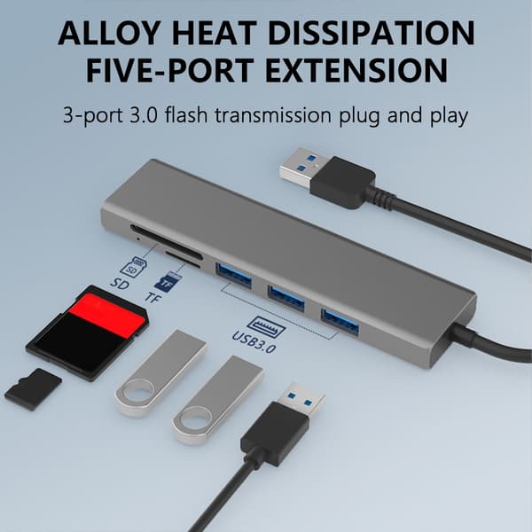 Rask USB 3.0 Hub 4 Port Adapter Lett å bære for bærbare og stasjonære datamaskiner