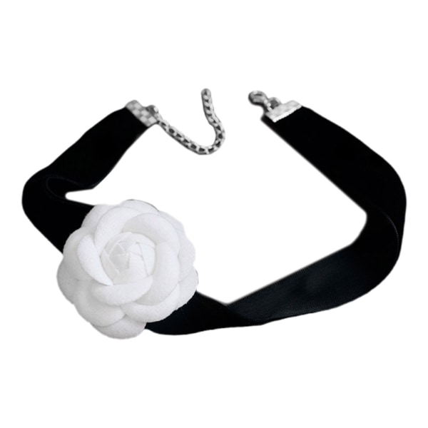 Camellia Collar Halsband Armband Vintage Velvet Choker Temperament White Flower Halsband Armband Smycken för kvinnor Necklace