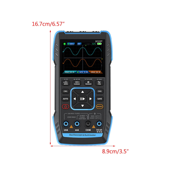 Bärbar 3 i 1 handhållen multimeter digitalt oscilloskop Mångsidig och effektiv DDS-funktionssignalgeneratorer 2,8"-skärm