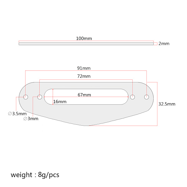 Metal Single Coil Neck Pickup Surround monteringsring för TLStyle elgitarr Silver