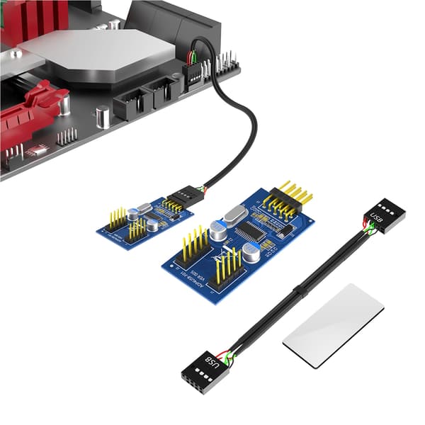 USB 2.0 9-pins Y-splitter 9-pins USB-header han 1 til 2 hun-udvidelse til pc