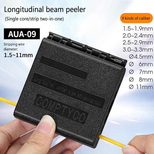 AUA-09 Fiberoptisk longitudinell bunt Röravdragare 1,5-11 mm Slitter Enkelkärnig Bandformad kabelcenteravisolering Black