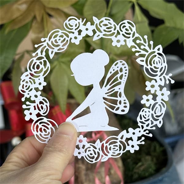 Fjärilsflicka Skärmallar för Scrapbooking Kolstål Stansmallar