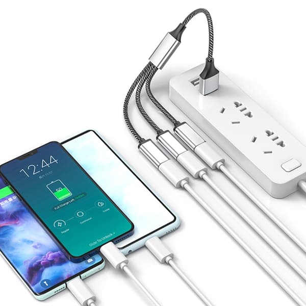 USB 2.0 Strømsplitterkabel, 1 Han til 2 Hun USB og 1 USB C Ladekabel