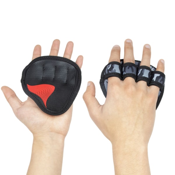 Powerlifting Workout Handske Gym Workout Handske Lyftgrepp Pull Up Grips Pads Lyftande svettsäker dyna med 4 fingrar loop Rubber