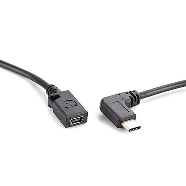 90 graders typ C till Mini USB förlängningskabel Mini USB hona till USB C hane