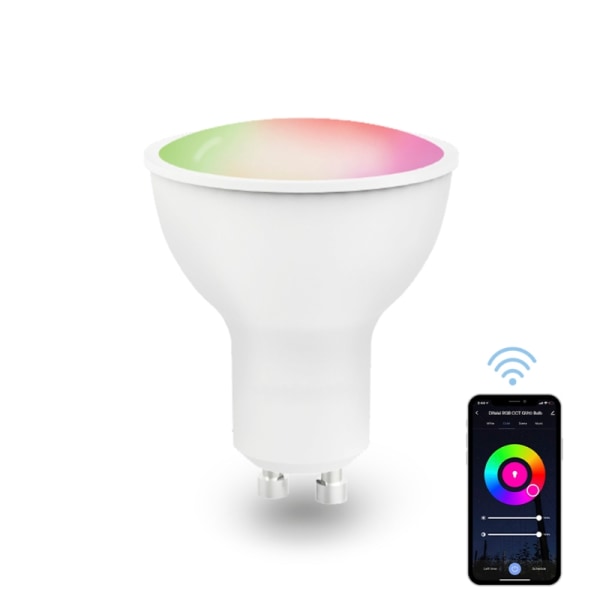 WiFi för smarta glödlampor, GU10 dimbar RGB 5W LED App-styrd färgskiftande glödlampor för sovrum vardagsrum 2700~6500K