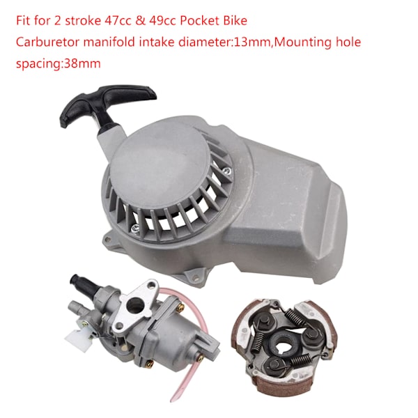 Förgasare 13mm med Dragstart Koppling för 2-taktsmotor 47cc 49cc Cykel ATV