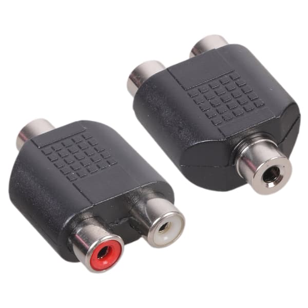 2 stk. 3,5 mm hun til 2 hun dobbeltkanal lyd (2RCA) jack-konverteradapter