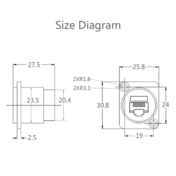 D-Type RJ45 Cat6 Kopplare CAT6 D Serie Panelmonteringskontakt D-CAT6 Ether Con