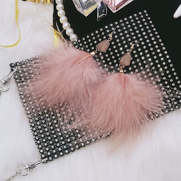 Trendiga Rosa Färg Pins Örhänge Kvinnor Minimalistisk Naturlig Fjäder Tofs Örhängen Stud Kvinnliga Par Smycken Presenter